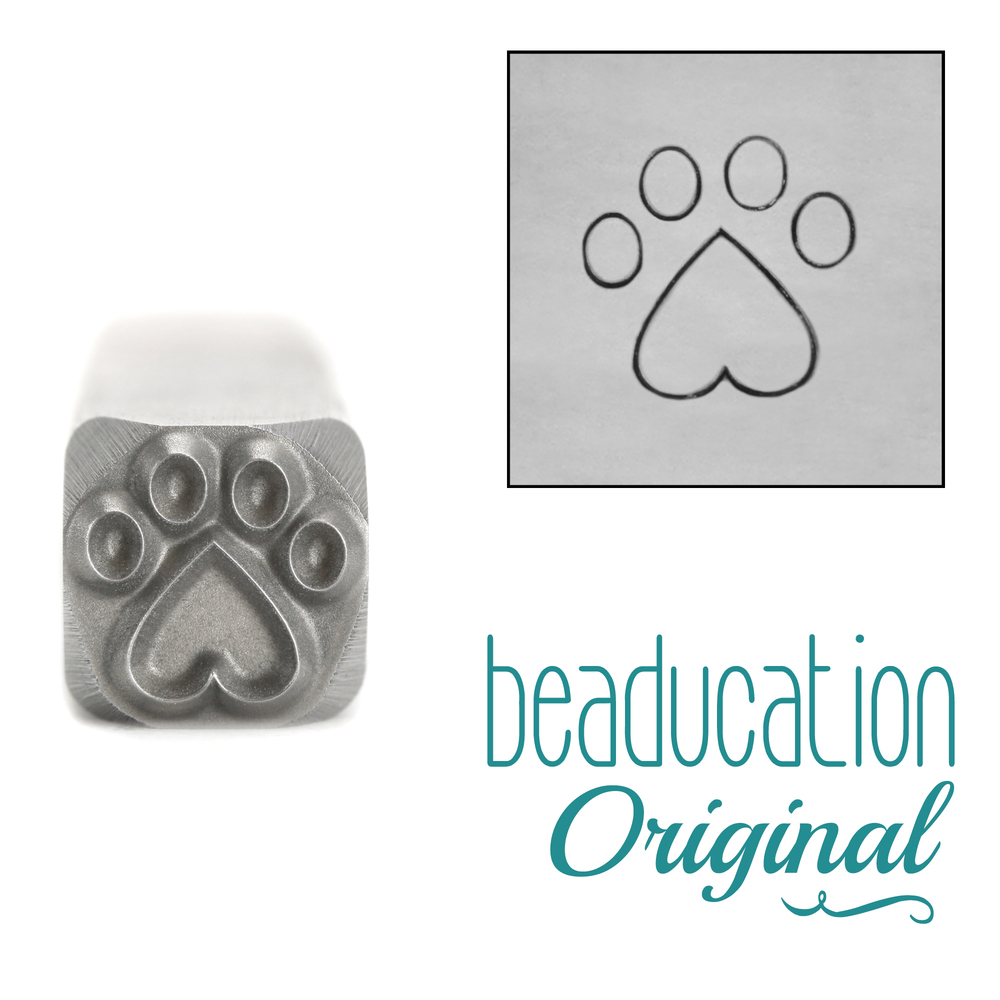 Metal Stamping Tools Paw with Heart Metal Design Stamp, 8mm - Beaducation Original